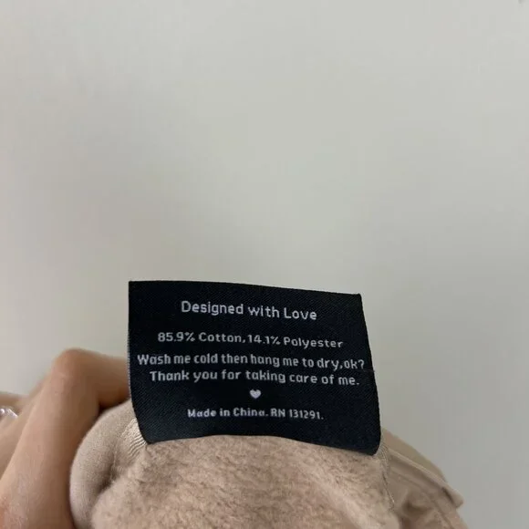 Popflex Latte Tan Half Zip Oversized Warm Up Hoodie Sweatshirt - Picture 5 of 6